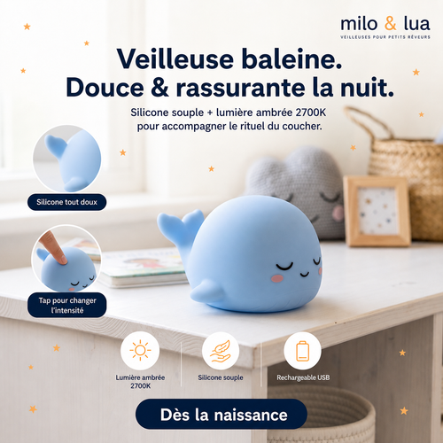 Bulle la Baleine, veilleuse baleine