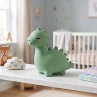 Dino le Dinosaure, veilleuse dinosaure en silicone éteinte en plein jour dans une chambre d'enfant – Milo & Lua